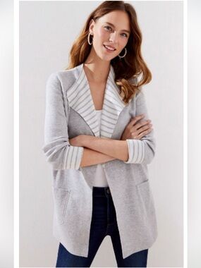 LOFT Reversible Striped Sweater cardigan coatigan NWT